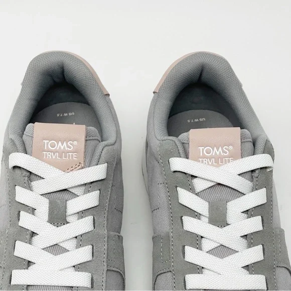 TOMS Women's TRVL Lite Retro Sneaker Suede Slip-On Elastic Lace Drizzle Grey 7.5 - Picture 7 of 12